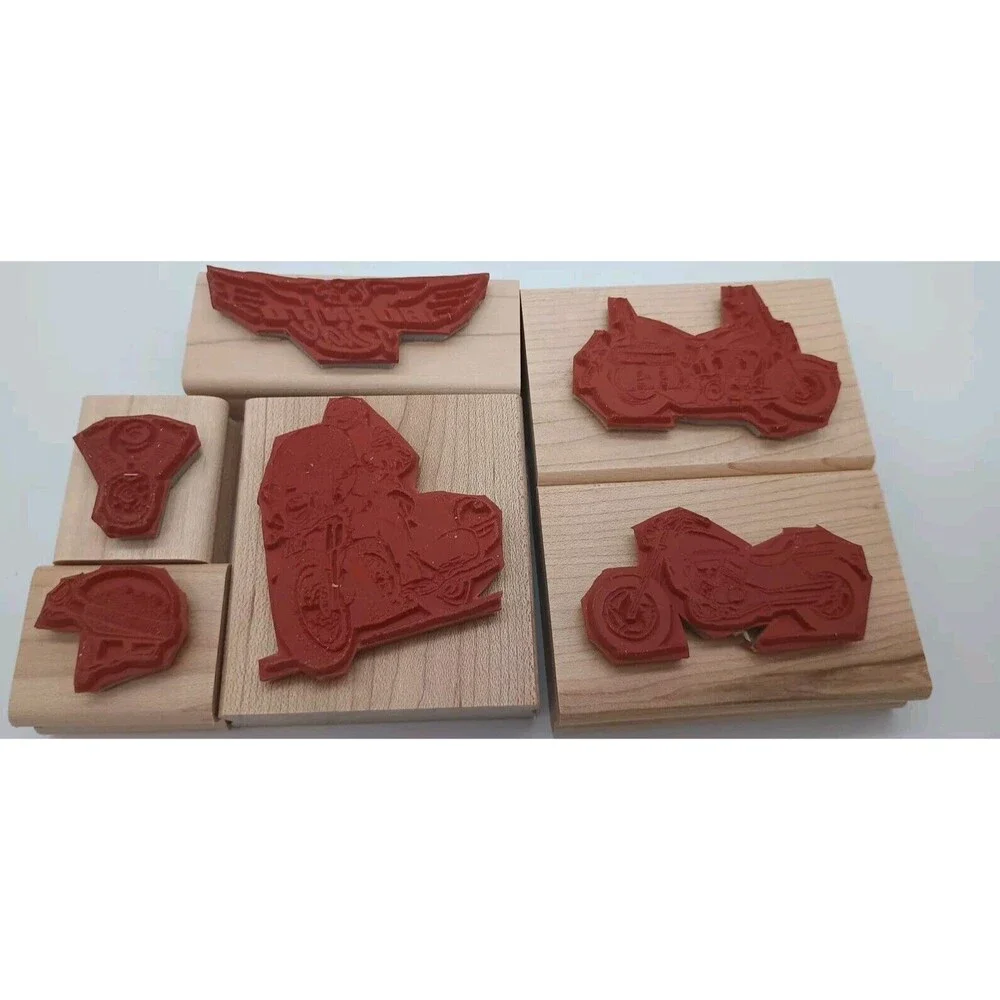 Stampin Up BORN TO RIDE Motorcycle Biker Bike Fathers Day Dad Rubber Stamps Set